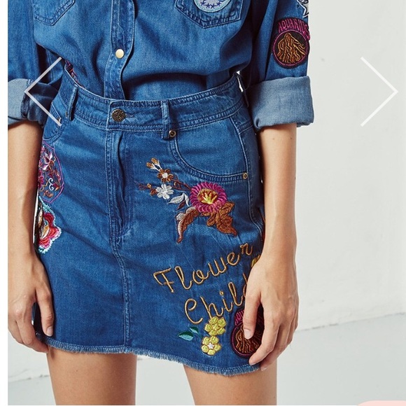 Spell Dresses & Skirts - Spell Flower Child Denim Skirt